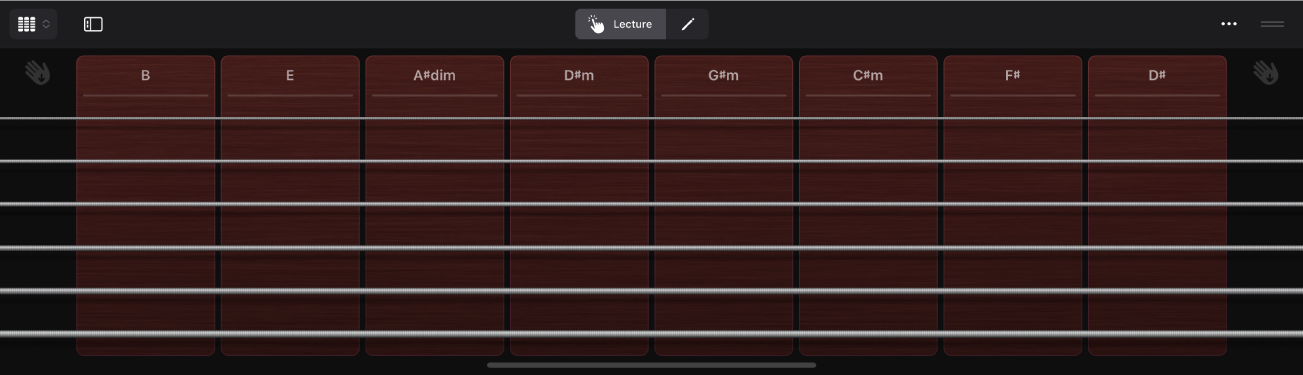 Figure. Surface de lecture « Bandes de guitare ».