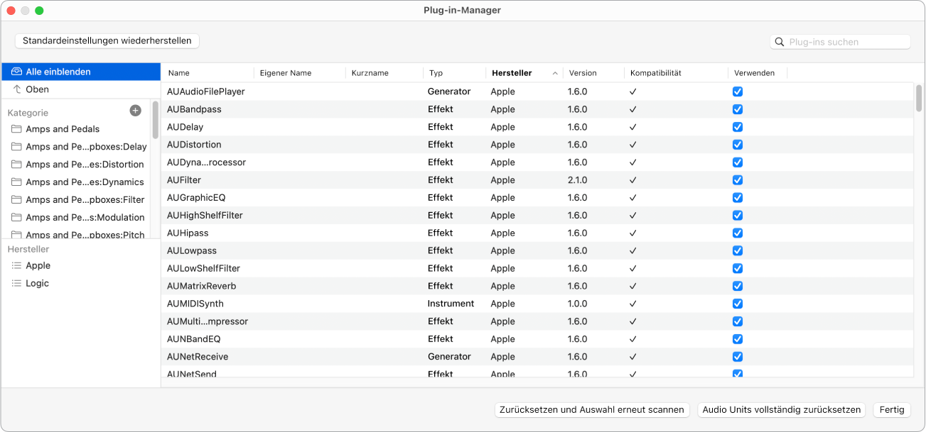 Abbildung. Fenster „Plug-in Manager“