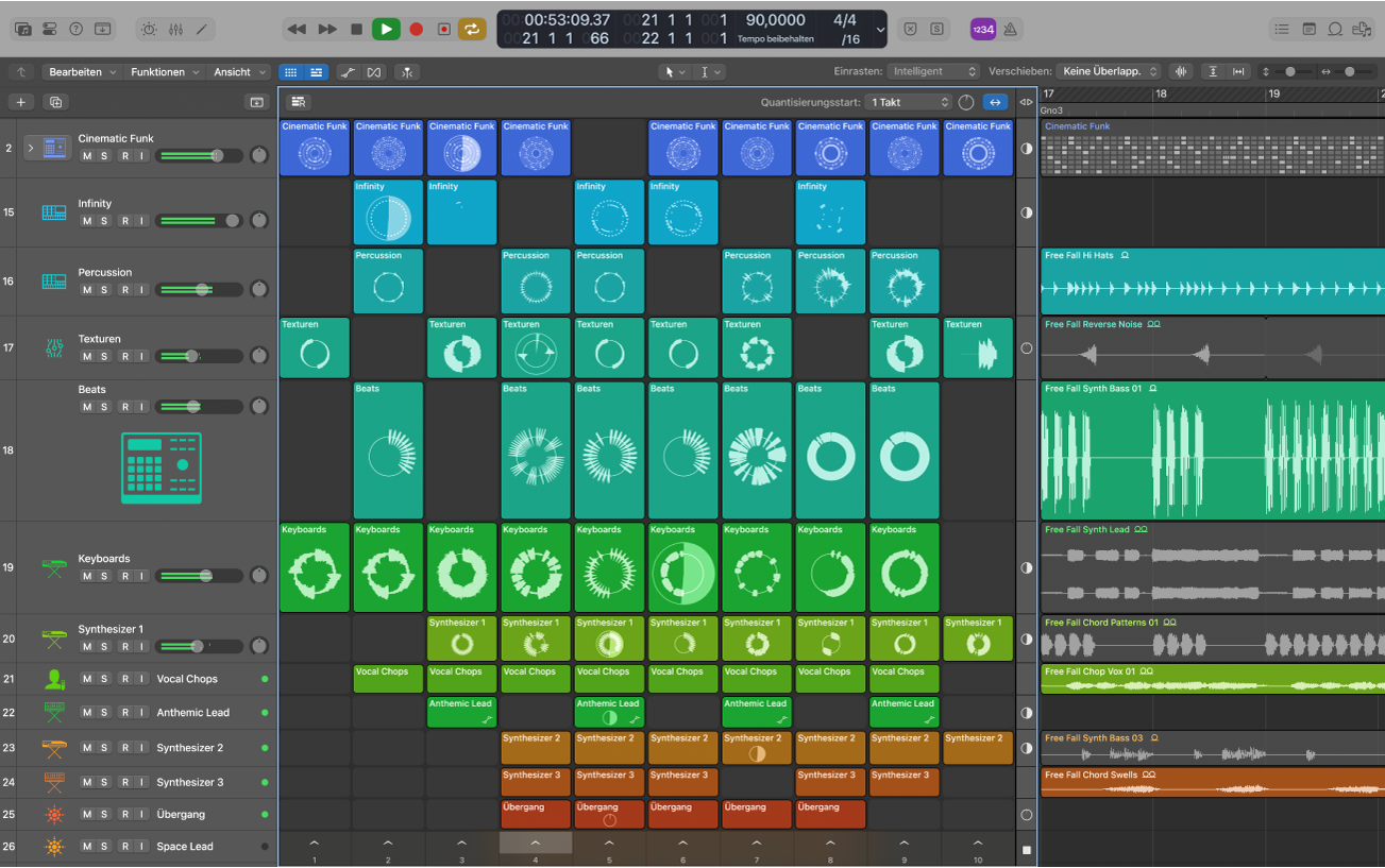 Wiedergabe eines Logic Pro-Projekts