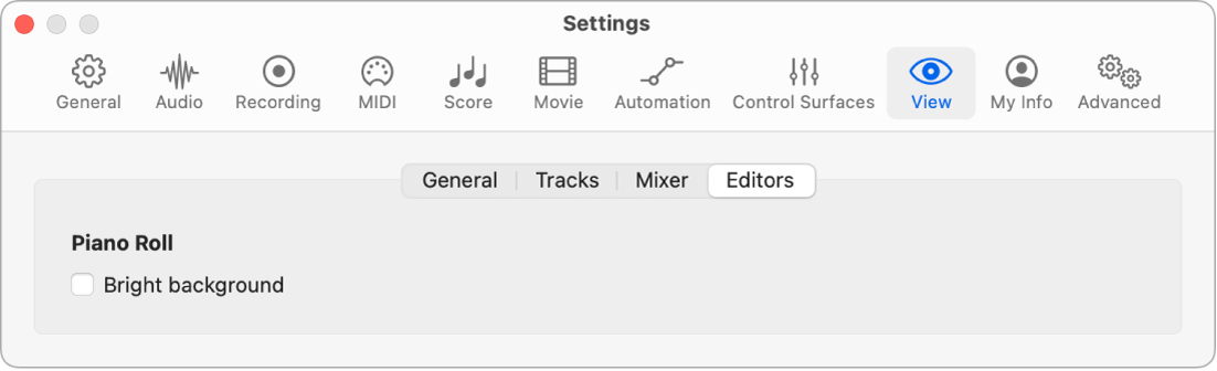 Figure. Editors View settings.