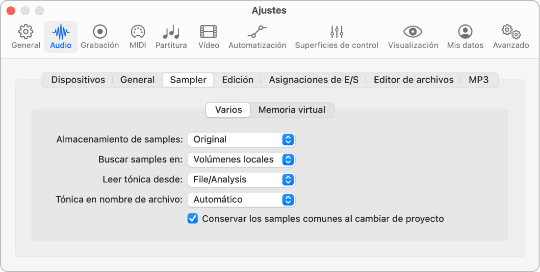 Ilustración. Ajustes de Varios.