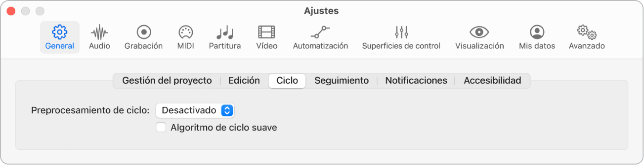 Ilustración. Ajustes de ciclo.