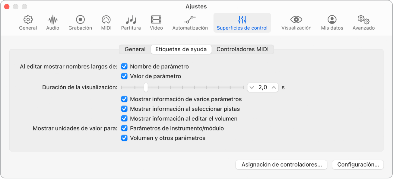 Ilustración. Ajustes de etiquetas de ayuda.