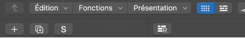 Figure. Bouton d’affichage des Live Loops en surbrillance dans la barre des menus de la zone Pistes.