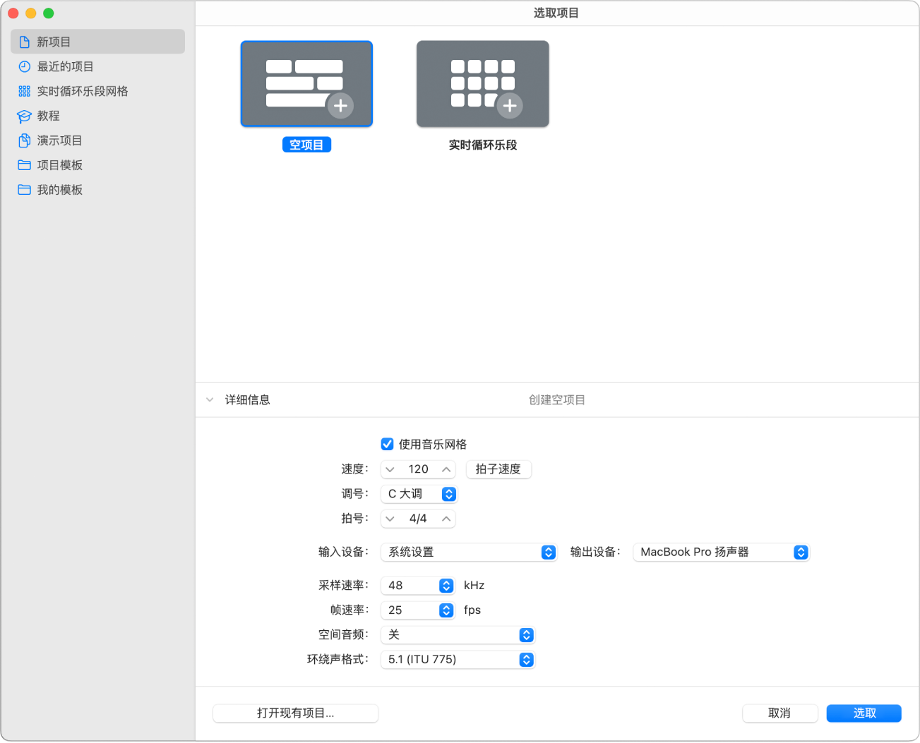 图。项目选取器下半部分是设置项目属性的详细信息。