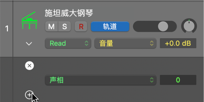 图。指向自动化主道上的加号按钮。