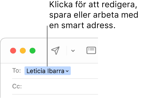 En smart adress med pilen som du kan klicka och redigera, spara och arbeta med den smarta adressen.