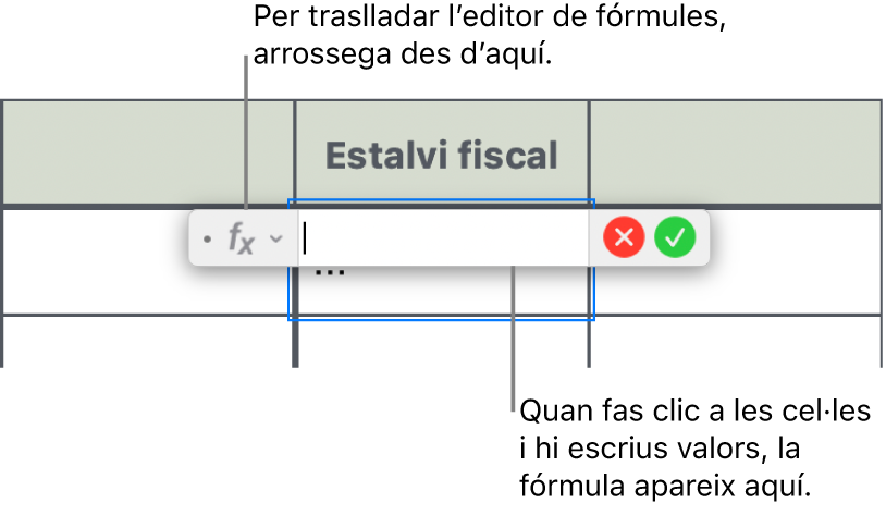 L’editor de fórmules.