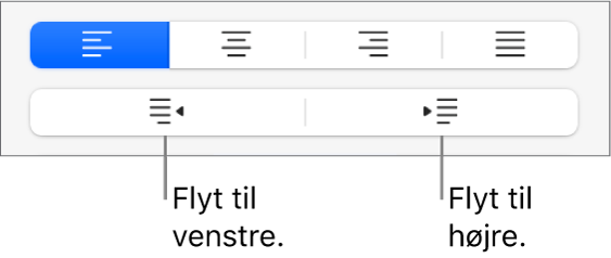 Muligheder til afsnitsjustering.