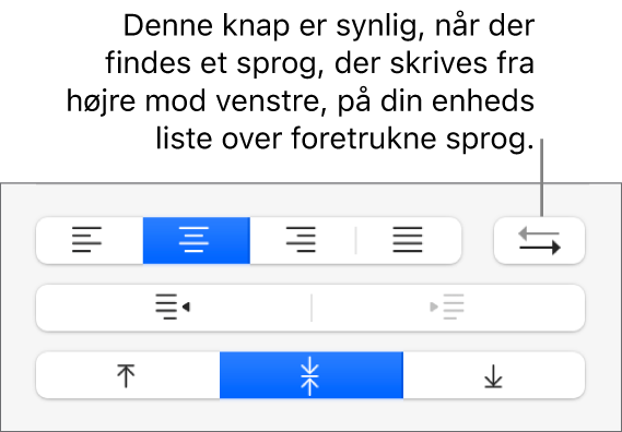 Knappen Afsnitsretning under Justering i indholdsoversigten Format.