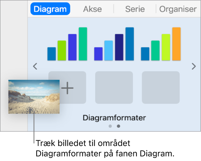 Et billede trækkes til diagramformater, så der oprettes et nyt format.
