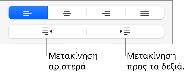 Επιλογές στοίχισης παραγράφου.