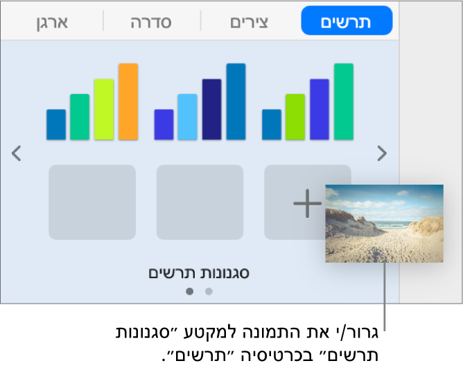 גרירת תמונה לסגנונות התרשים כדי ליצור סגנון חדש.