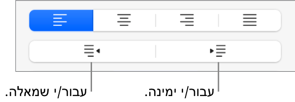 אפשרויות יישור פיסקה.