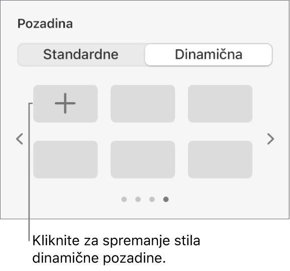 Tipka Dinamično odabrana u odjeljku Pozadina rubnog stupca Formatiraj s prikazanom tipkom Dodaj stil.