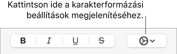 A Félkövér, Dőlt és Aláhúzott gombok melletti Haladó beállítások gomb.