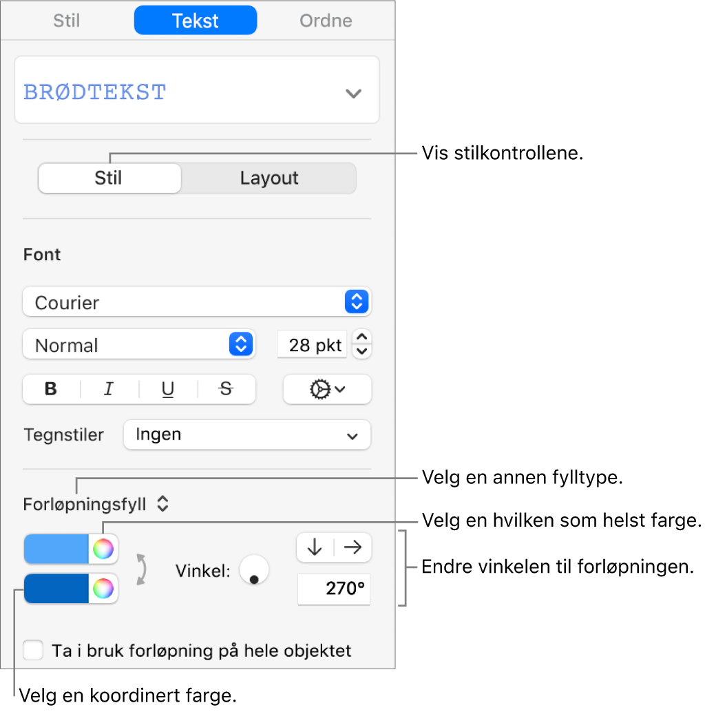 Kontroller for å velge forhåndsdesignede farger eller alle farger.