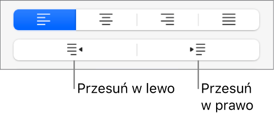 Opcje wyrównywania akapitu.