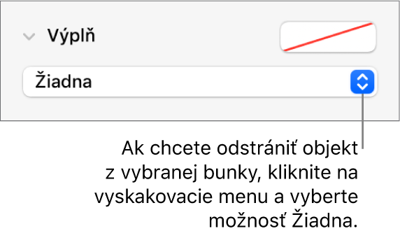 Ovládacie prvky na odstránenie objektu z označenej bunky.