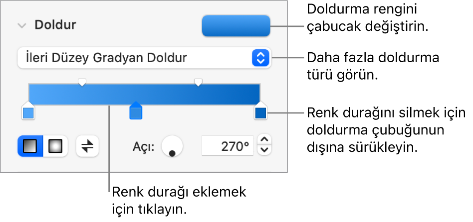 Nesneleri renkle doldurma denetimleri.