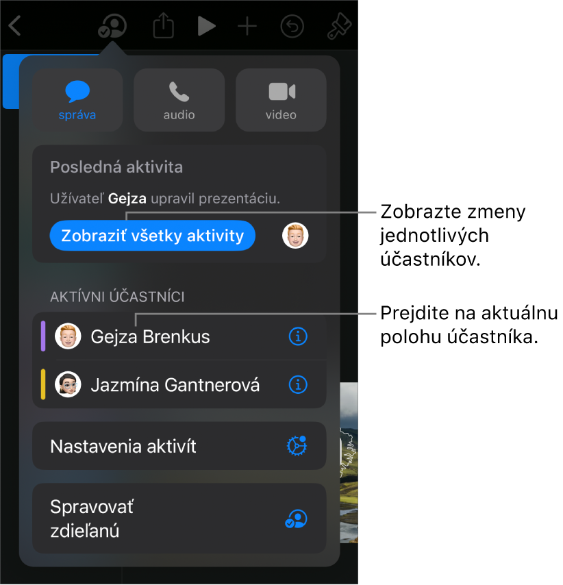 Menu spolupráce s uvedenými aktuálnymi účastníkmi.