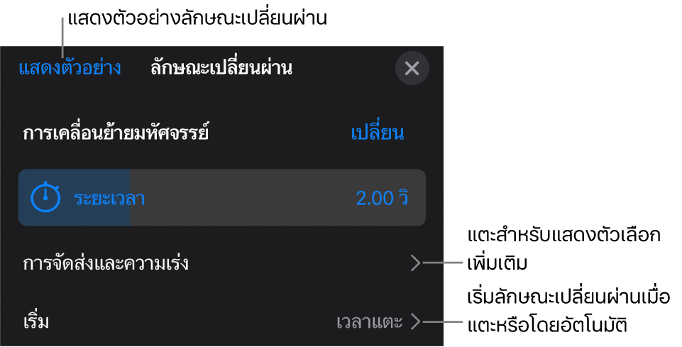 ตัวควบคุมการเคลื่อนย้ายมหัศจรรย์ในบานหน้าต่างลักษณะเปลี่ยนผ่าน