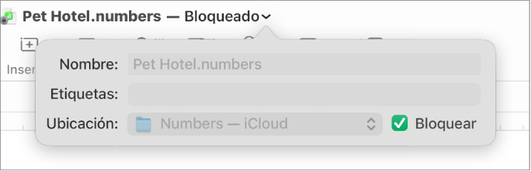 Menú desplegable para bloquear y desbloquear una hoja de cálculo.