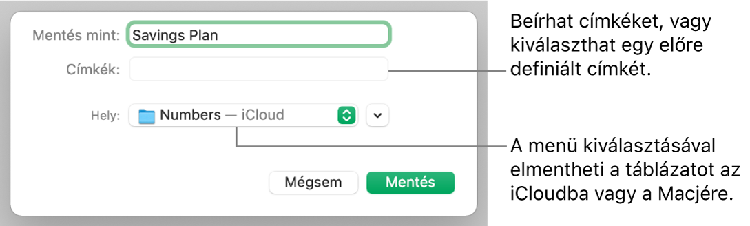 A Mentés mint párbeszédpanel.