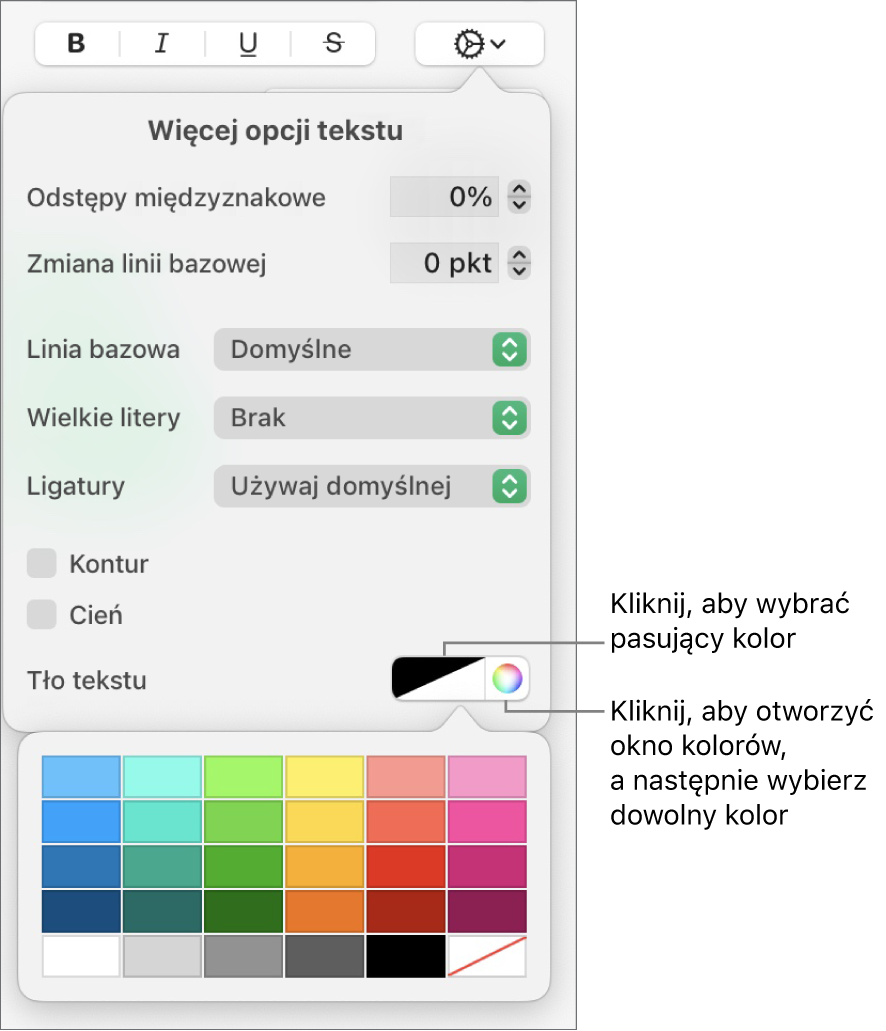 Narzędzia wybierania wypełnienia znaków.