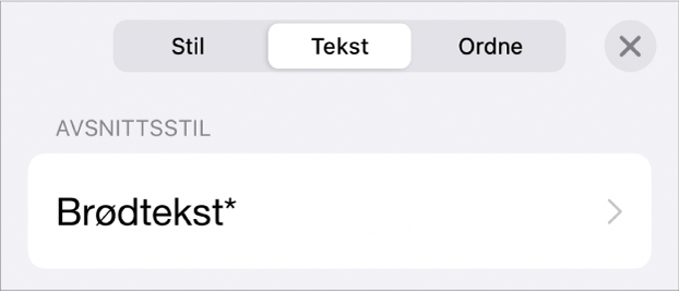 En avsnittsstil med en stjerne ved siden av, og en Oppdater-knapp til høyre.