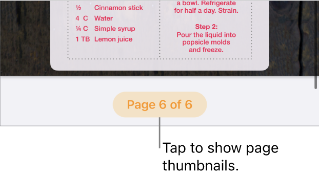 An open document with the page number button at the bottom centre of the screen.