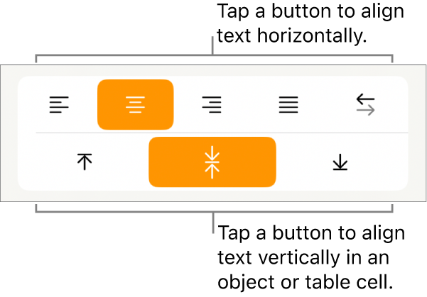 Horizontal and vertical alignment buttons for text.