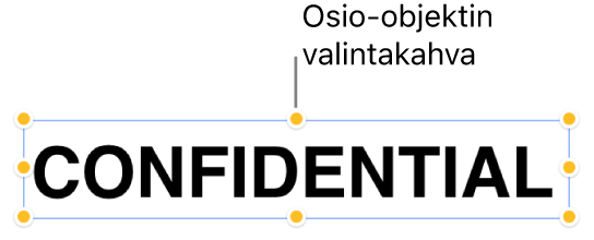 Objekti, jossa on valintakahvat.