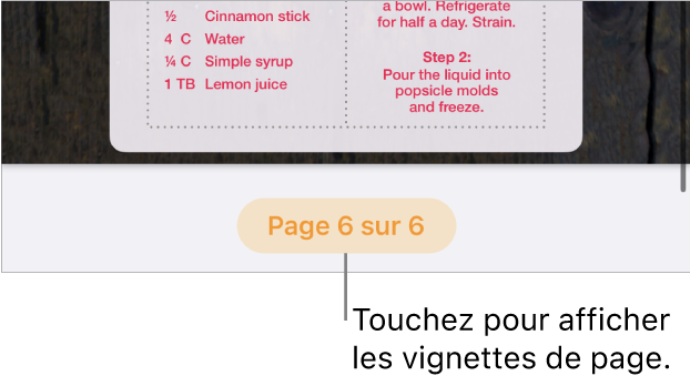 Un document ouvert avec le bouton du numéro de page au milieu du bas de l’écran.