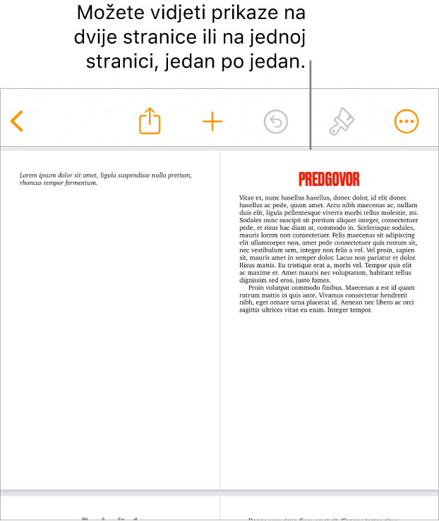 Dokument sa stranicama prikazan kao dvostranična širenja.