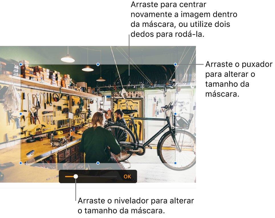 Controlo de máscara sobre uma fotografia.