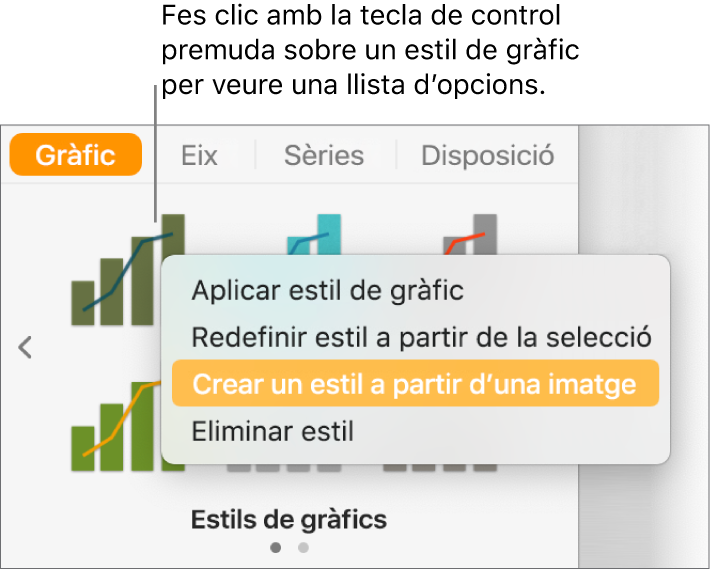 El menú de dreceres “Estil de gràfics”.