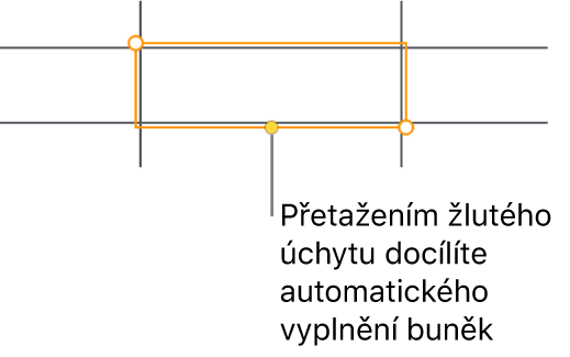 Vybraná buňka se žlutým úchytem, jehož tažením můžete automaticky vyplnit další buňky