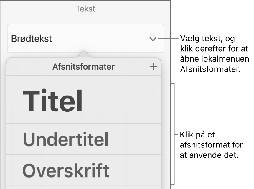Menuen Afsnitsformater.