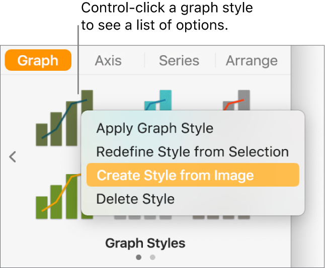 The graph style shortcut menu.