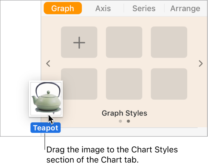 Dragging an image into the graph styles section of the sidebar to create a new style.