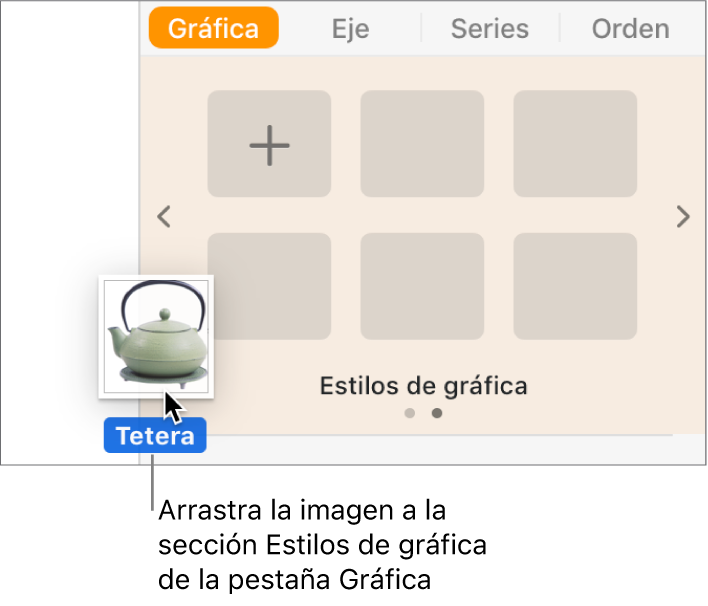 Arrastrar una imagen hasta la sección de estilos de gráfica de la barra lateral para crear un nuevo estilo.