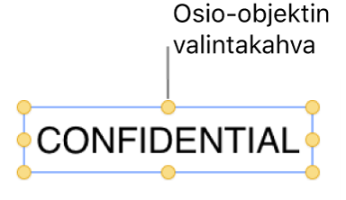 Objekti, jossa on valintakahvat.