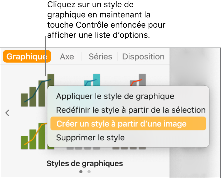 Le menu contextuel Style de graphique.