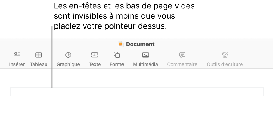 Trois champs d’en-tête au-dessus du titre d’un document.