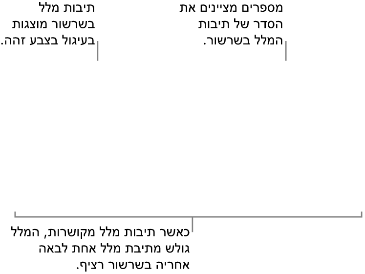 שתי תיבות מלל עם עיגולים כחולים בראשן והמספרים 1 ו‑2 בעיגולים.