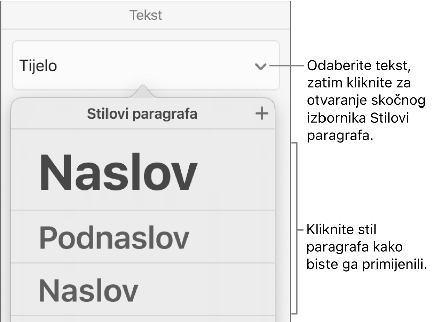 Izbornik Stilovi paragrafa.