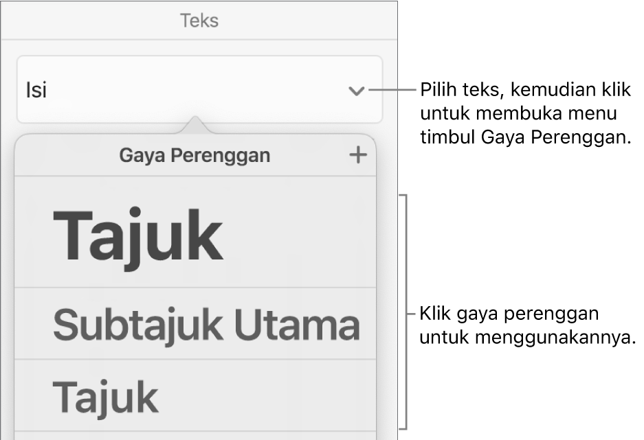 Menu Gaya Perenggan.
