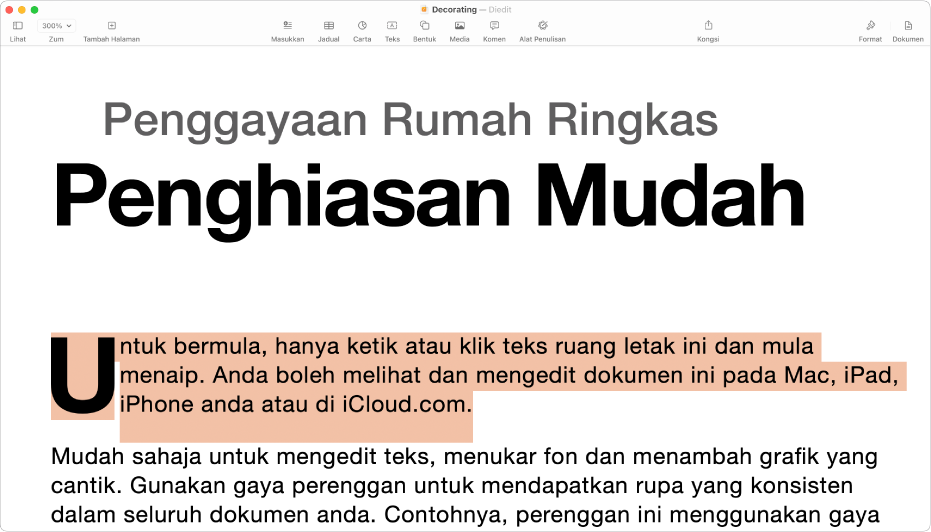 Dalam dokumen terbuka dengan teks ruang letak yang dipilih.