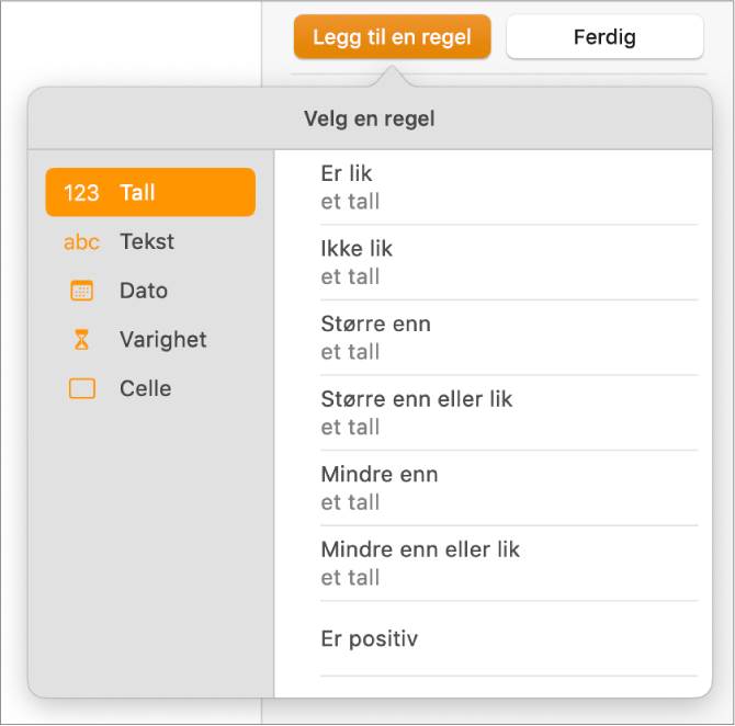 Knapper for å opprette betingede celleuthevingsregler.